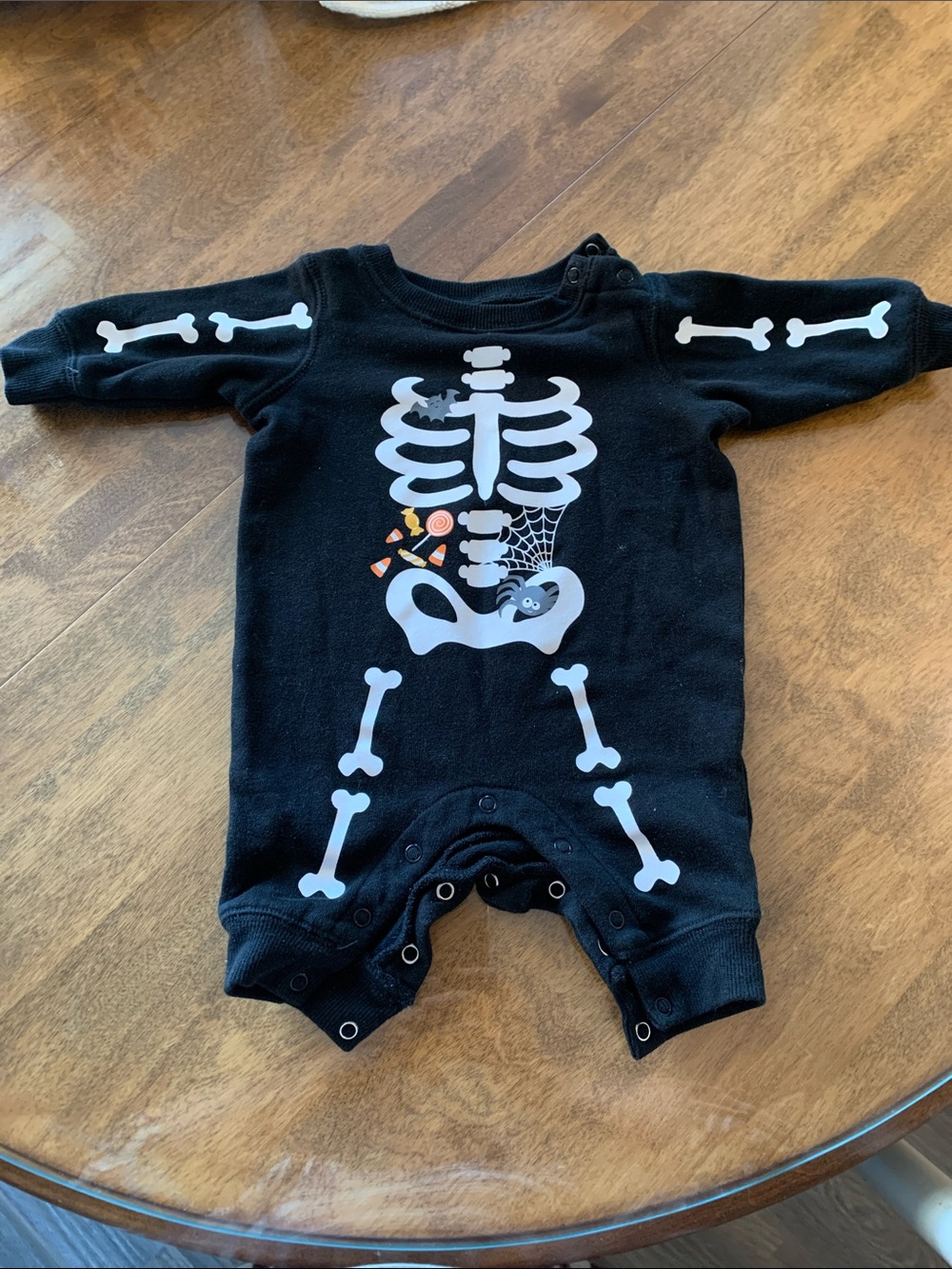 George Black Skeleton Baby Footie with Candy Accent